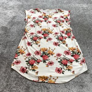 Bobbi Brooks Plus Size Dress Womens 2X White Floral Colorful Midi Soft Stretch